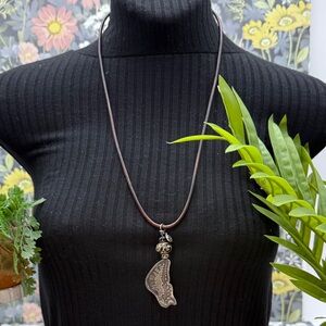 Artisan mixed-media butterfly wing pendant lamp work glass beads GFC necklace